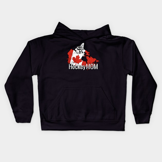 Hockey Mom with Canada and its distressed flag Kids Hoodie by M Dee Signs